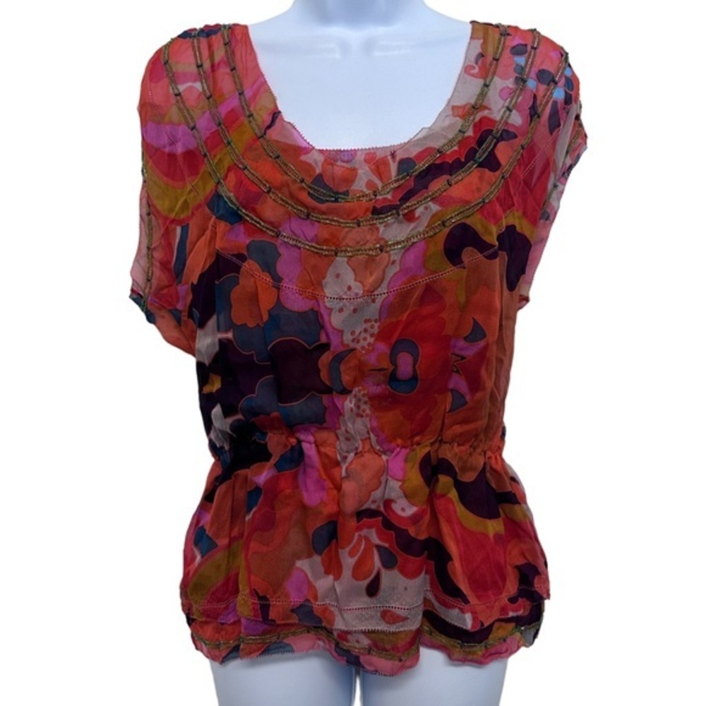 DVF Silk Psychedelic print blouse and camisole set size 8 - Picture 9 of 10